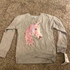 Girls fuzzy unicorn top